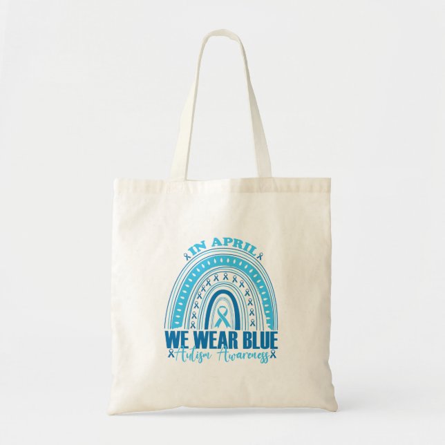Im April tragen wir Blauer Regenbogen Autismus Bew Tragetasche (Vorne)