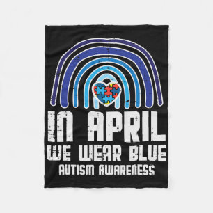 Im April tragen wir blaues Regenbogen-Herz-Autismu Fleecedecke