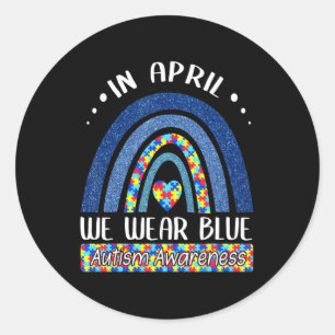 Im April tragen wir Blue Autismus Awareness Puzzle Runder Aufkleber