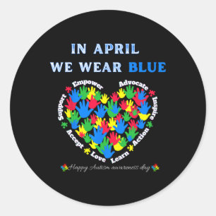 Im April tragen wir Blue for World Autismus Awaren Runder Aufkleber