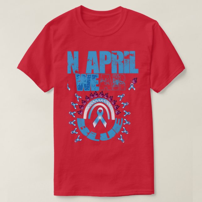 Im April tragen wir das blaue Autismus-Bewusstsein T-Shirt (Design vorne)