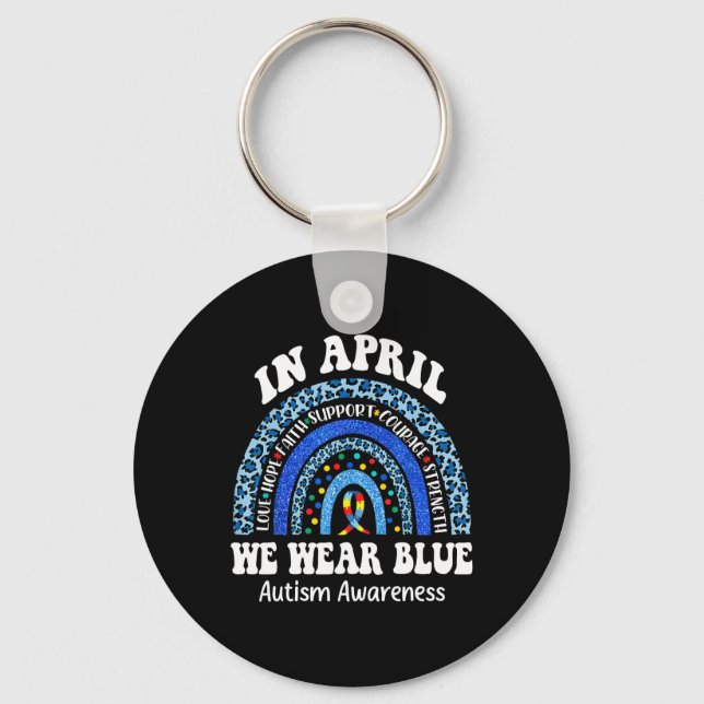 Im April tragen wir das Blue Autismus Awareness Mo Schlüsselanhänger (Vorderseite)