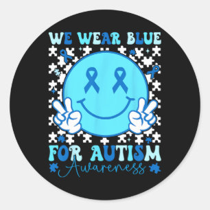Im April tragen wir eine blaue Autismus-Sensibilis Runder Aufkleber