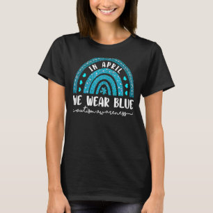 Im April tragen wir einen blauen Autismus-Bewussts T-Shirt