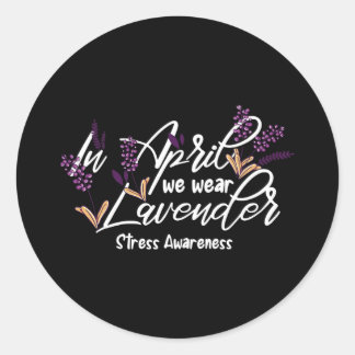 Im April tragen wir Lavendel Stress Awareness Mona Runder Aufkleber