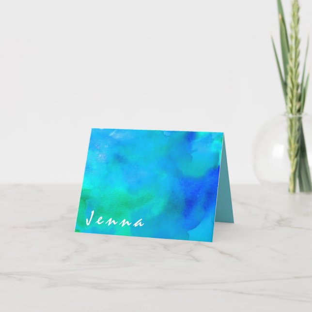 I'M AQUA WATERCOLOR Bat Mitzvah Thank You Card (Vorderseite)