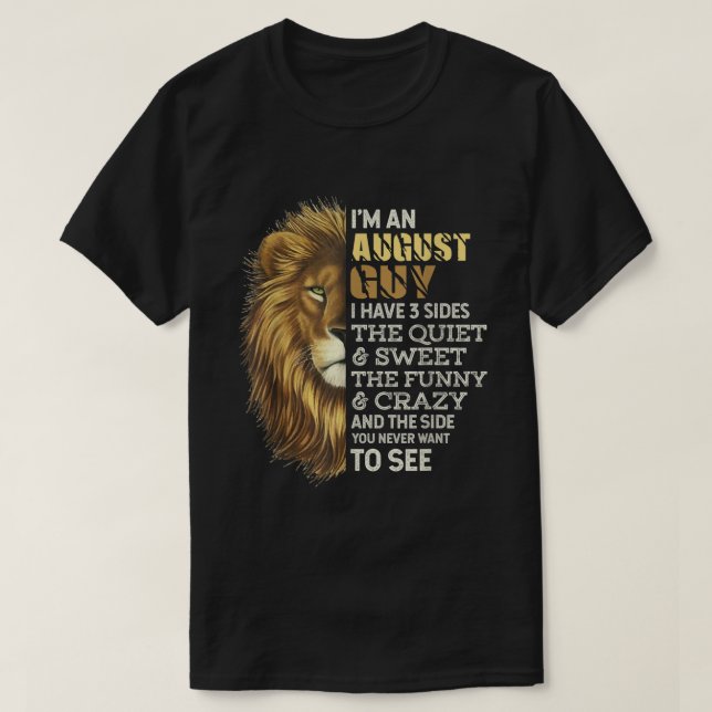 Im August Typ habe ich 3 Sides Lion Leo Birthda T-Shirt (Design vorne)