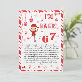 I'm back Elves Letter - Elf Welcome letter card Einladung
