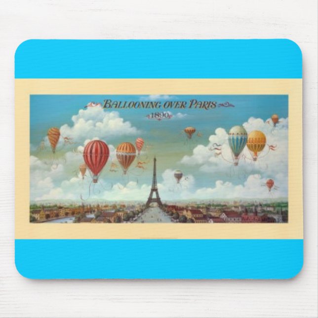 Im Ballon aufsteigen über Paris-Druck 1890 Mousepad (Vorne)