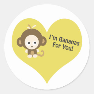 Im Bananen für dich Monkey Runder Aufkleber