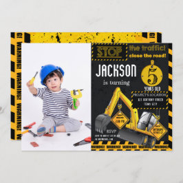 Im Bau befindliche Baggeranlage Geburtstags-Foto Einladung