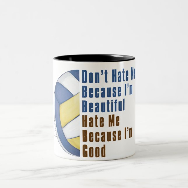Im Beautiful Im Good Volleyball Zweifarbige Tasse (Mittel)