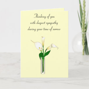 Im Beileid mit Calla Lilies von uns Karte