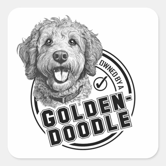 Im Besitz eines Goldendoodles Quadratischer Aufkleber (Vorderseite)
