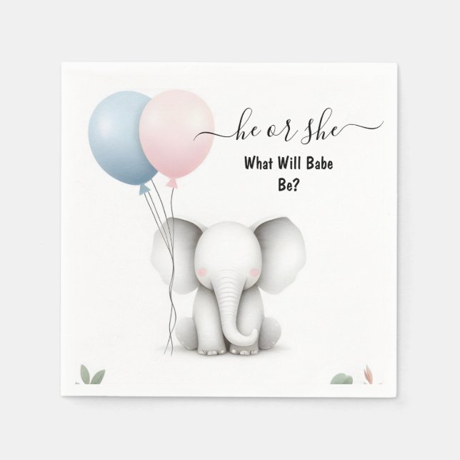 Im Big Zoo Baby White Elephant Birth Gender Reveve Serviette (Vorderseite)