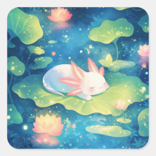 Im Blume-Teich Axolotl Sweet Escape Quadratischer Aufkleber