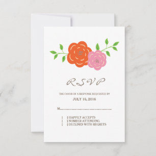 Im blutoralen Orangenrosa RSVP Karte