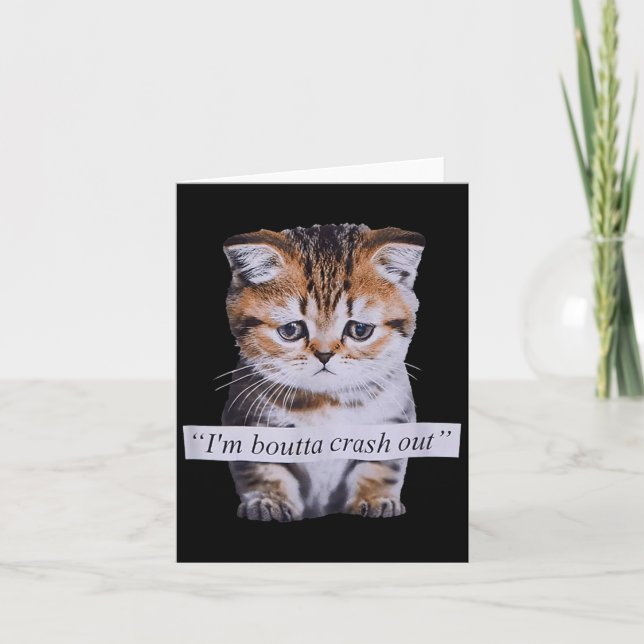 I'm Boutta Crash Out Funny Sarcasm Quotes Meme Cat Karte (Vorderseite)