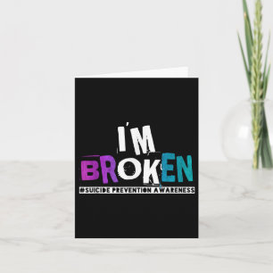 Im Broken Aquamarin & Lila Ribbon Suicide Prev Karte