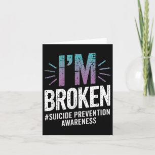 Im Broken Aquamarin & Lila Ribbon Suicide Prev Karte