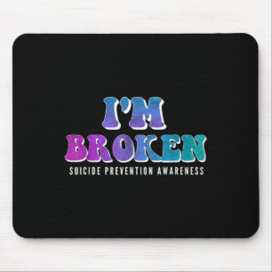Im Broken Aquamarin & Lila Ribbon Suicide Prev Mousepad