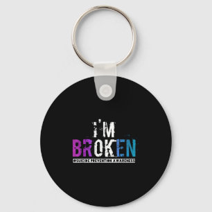 Im Broken Aquamarin &amp; Lila Ribbon Suicide Prev Schlüsselanhänger