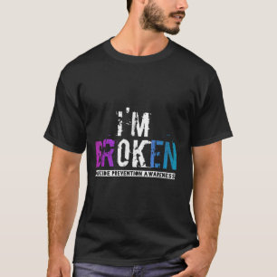 Im Broken Aquamarin & Lila Ribbon Suicide Prev T-Shirt