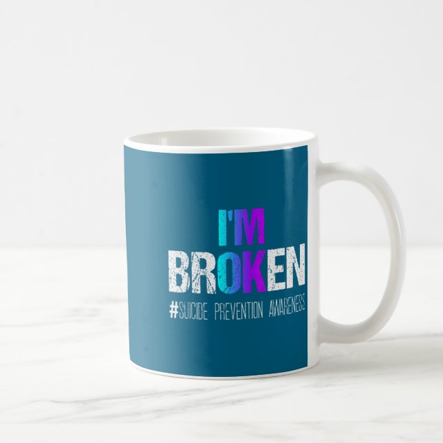 I'm Broken Teal &amp; Purple Ribbon Suicide Preven Kaffeetasse (Rechts)
