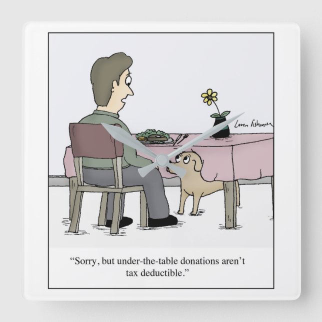 Im Cartoon für die Abgabe von Hunden Quadratische Wanduhr (Vorderseite)