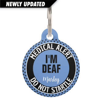 I'm Deaf Custom Text Pet Medical Alert Blue Black Haustiermarke
