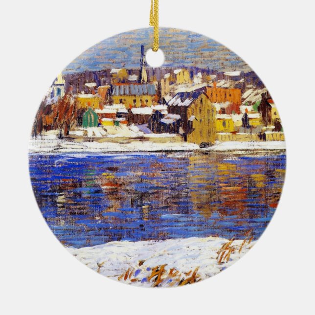 Im Delaware (von Robert Spencer) Keramik Ornament (Hinten)