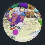 I'm Doing It - Young Skateboarder Pappteller<br><div class="desc">A young skateboarder is practicing his trick until he finally got it! So cool!</div>