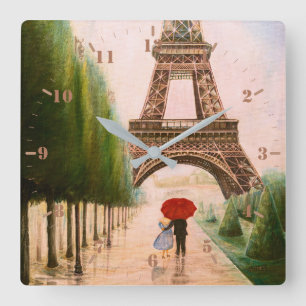 Im Eiffelturm Quadratische Wanduhr