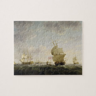 Im englischen Kanal versenden, c.1755 (Öl auf Ca Puzzle