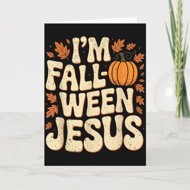 Im Fall-o-ween Jesus Halloween Christlich Groovy P Karte (Vorderseite)