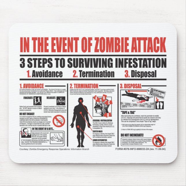 Im Falle der Zombie-Angriff MAUSUNTERLAGE Mousepad (Vorne)