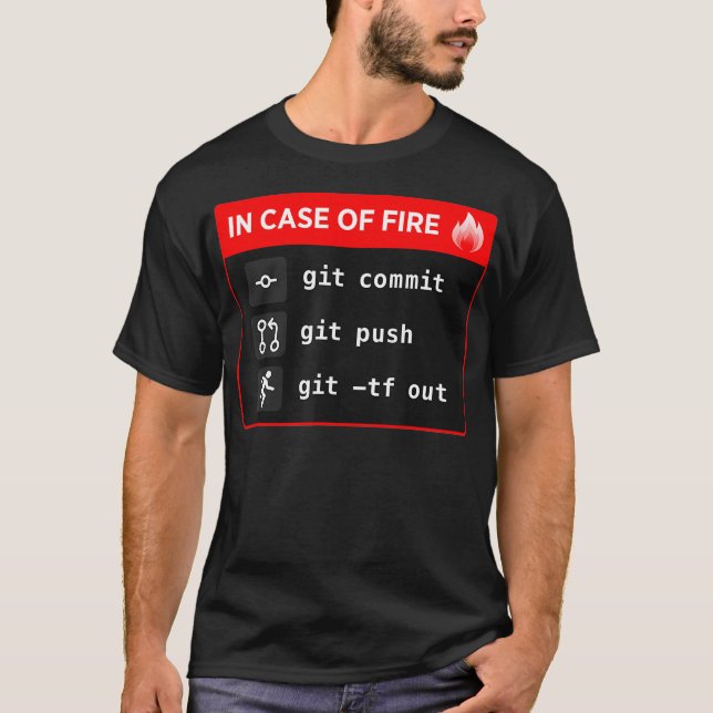 Im Falle eines Brandverhaltens Git Push Git TF Out T-Shirt (Vorderseite)