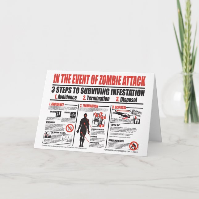 Im Falle eines Zombie-Angriffs NOTE CARD Karte (Vorderseite)