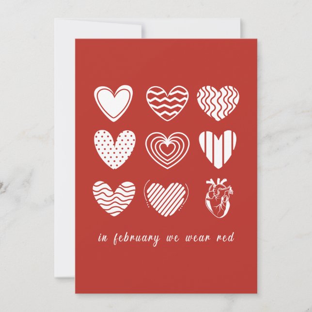 Im Februar gehen wir ins Bewusstsein für Rote Herz Einladung (Vorderseite)