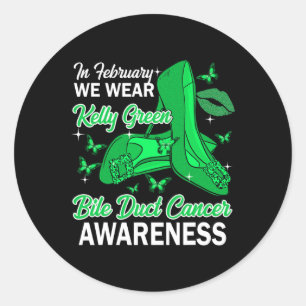 Im Februar tragen wir Kelly Green Bile Duct Cancer Runder Aufkleber