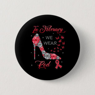 Im Februar tragen wir rote Schmetterlinge Herzkran Button