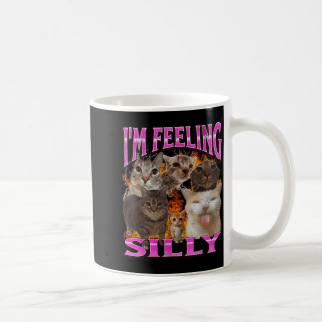 I'm Feeling Silly Funny Cat Meme Bootleg Graphic F Kaffeetasse (Rechts)