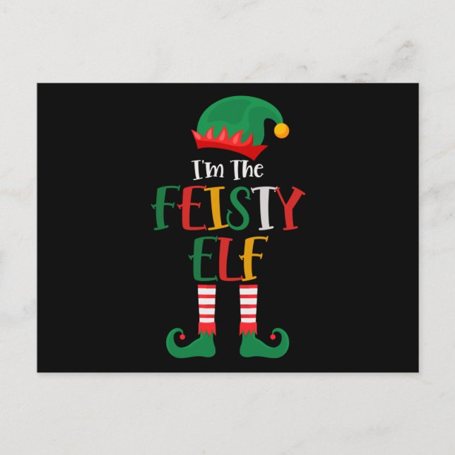 Im feisty Elf passt Weihnachten Postkarte (Vorderseite)