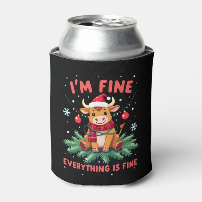 I'm Fine Everything is Fine Christmas Highland Cow Dosenkühler (Kanne Vorderseite)