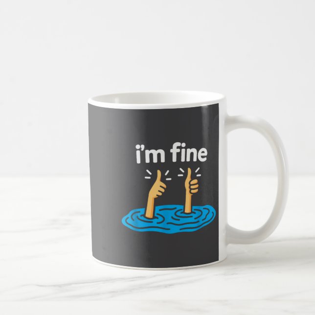 I'm Fine Thumbs Up Two Like Hand Funny Sarcasm Hum Kaffeetasse (Rechts)