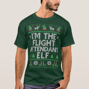 Im Flug Attendant Elf Funny Ugly Weihnachten T-Shirt