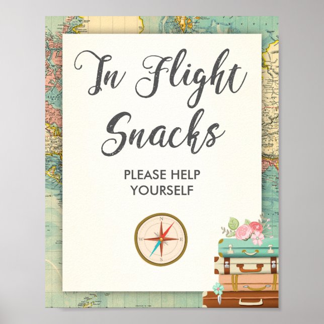 Im Flug Snacks Reiseabenteuer Food Table Sign Poster (Vorne)