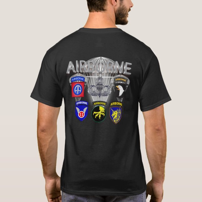 Im Flugzeug Armeeabteilungen Vergangenheit und Geg T-Shirt (Rückseite)