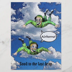 Im Flugzeug, Armeesprung-Fallschirmjäger, Cartoon  Einladung