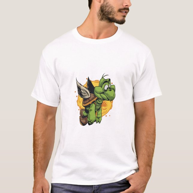 Im Flugzeug Cartoon Turtle T-Shirt (Vorderseite)